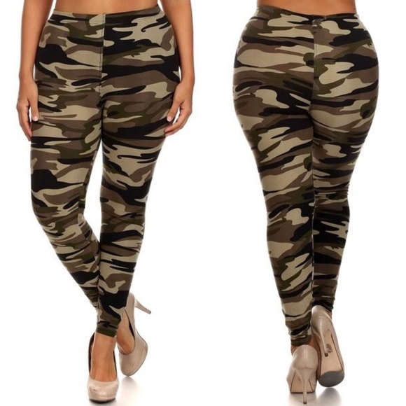 Passion of Essense Pants - Camouflage Knit Plus Size Leggings